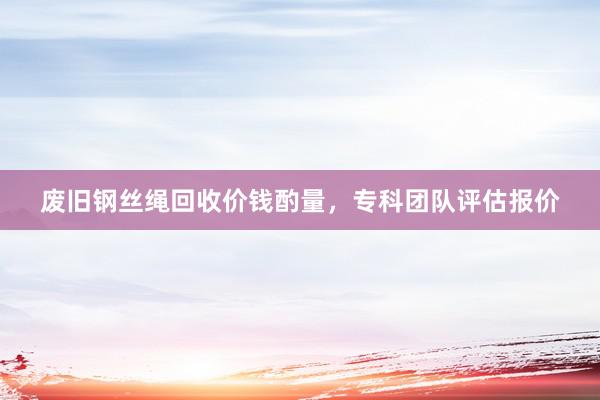 废旧钢丝绳回收价钱酌量，专科团队评估报价